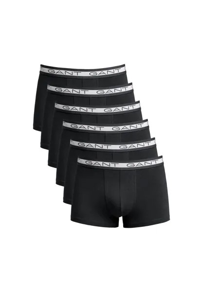 Мужские боксеры, 6 шт. - BASIC TRUNKS 6-PACK, хлопок стрейч, однотонные GANT, черный