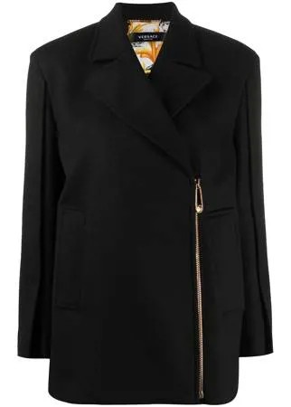 Versace пиджак на молнии с декоративной булавкой