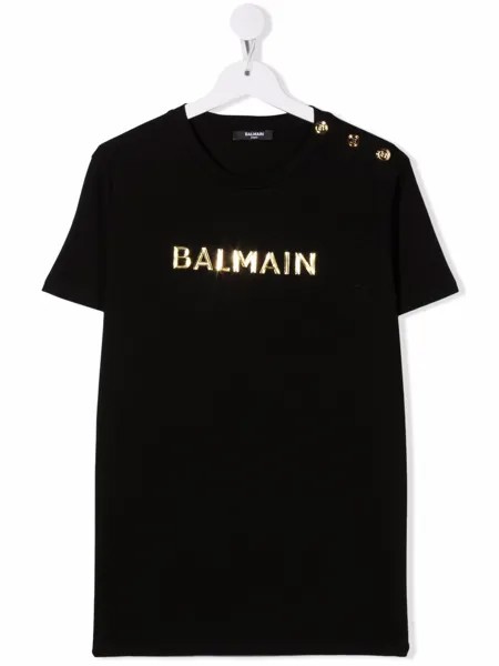 Balmain Kids футболка с тисненым логотипом