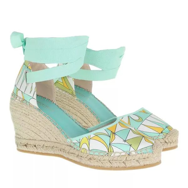 Эспадрильи wedges techno twill acqua/giallo Emilio Pucci, зеленый