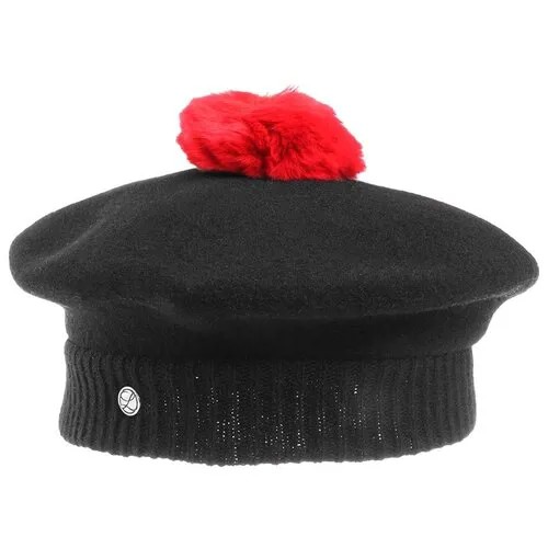 Берет LAULHERE арт. PETIT POMPON (черный / красный), размер UNI
