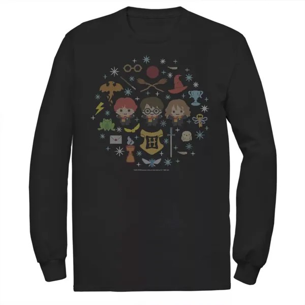 Мужская рождественская групповая футболка с изображением Гарри Поттера в стиле чиби Ugly Sweater Tee Licensed Character