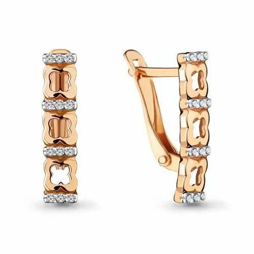 Серьги Trade Jewelry, красное золото, 585 проба, фианит, золотой