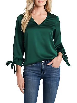 CECE Женская зеленая блузка для работы с рукавом 3/4 и V-образным вырезом XL