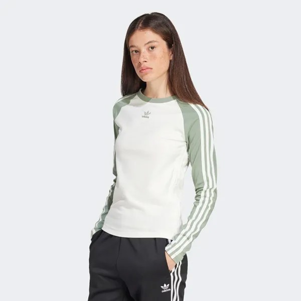 Футболка с длинными рукавами и 3 полосками Gorp Core Pack adidas Originals, цвет core white/trace green
