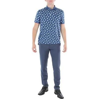 Мужская синяя хлопковая футболка-поло с цветочным принтом Polo Ralph Lauren классического кроя M BHFO 9028