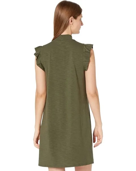 Платье Lilla P Ruffle Sleeve Mock Neck Dress, цвет Parsley