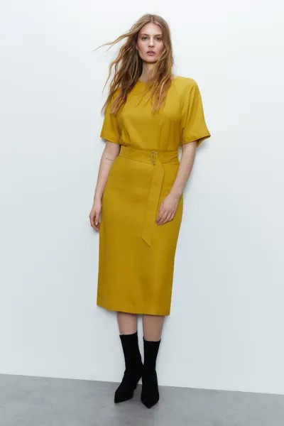 Мягкое платье прямого кроя с рукавами реглан Warehouse, желтый