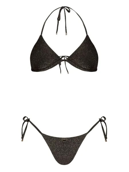 Бикини с металлизированным треугольным логотипом Emporio Armani, черный
