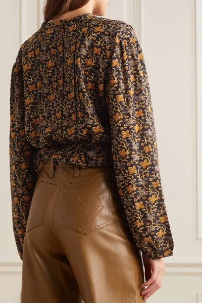 DÔEN блузка Layne из смесового хлопка с цветочным принтом, коричневый