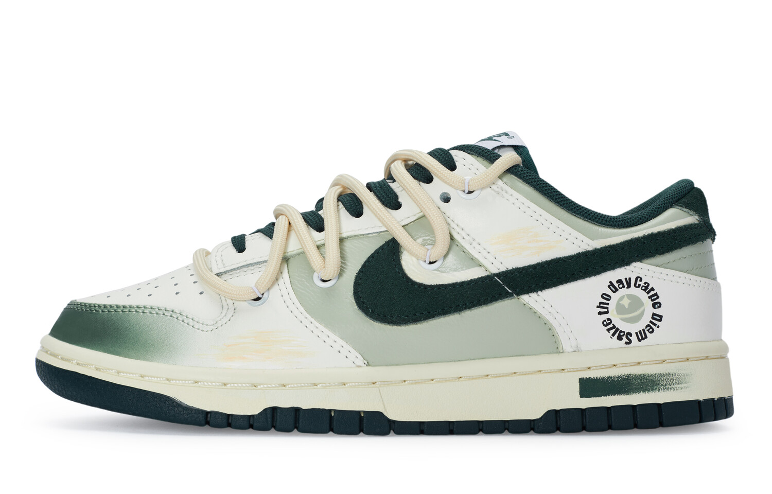 Кроссовки Nike Dunk Skateboarding Shoes Unisex Low-top White, зеленый