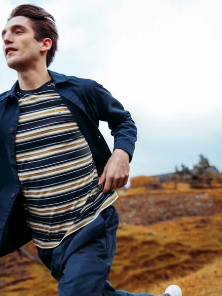 Футболка с круглым вырезом в полоску Barbour Boldron, темно-синяя