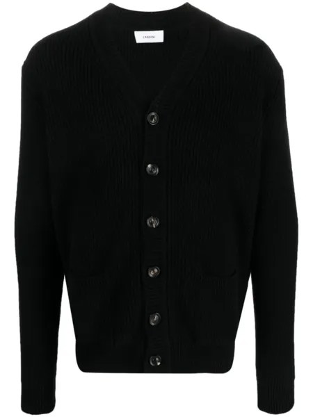 Lardini кардиган в рубчик, черный