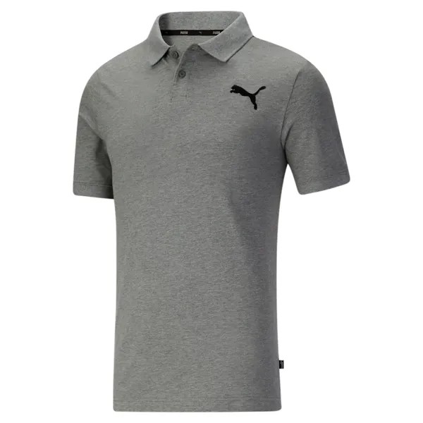 Мужская футболка-поло PUMA Essentials из пике, цвет Medium Gray Heather/Cat