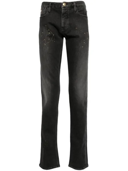 Прямые джинсы средней посадки Emporio Armani, серый