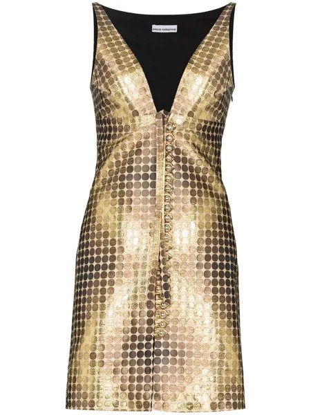 Paco Rabanne короткое платье Disco с эффектом металлик