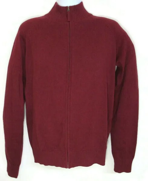 TIMBERLAND Мужской бордовый вязаный свитер с воротником-стойкой на молнии, размер M., #6265J-606
