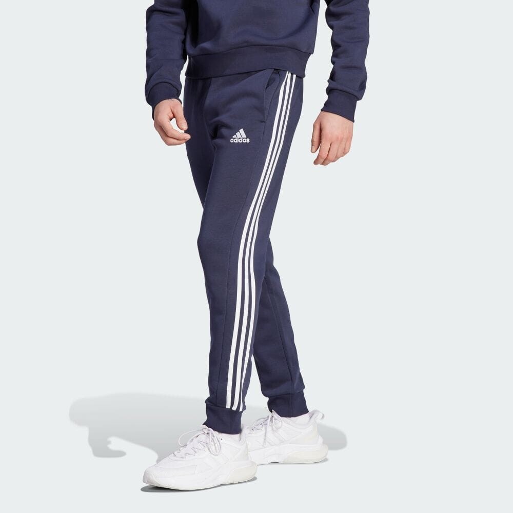 Толстовка Adidas Essentials fleece 3-stripes tapered cuff pants, цвет Legendary Ink