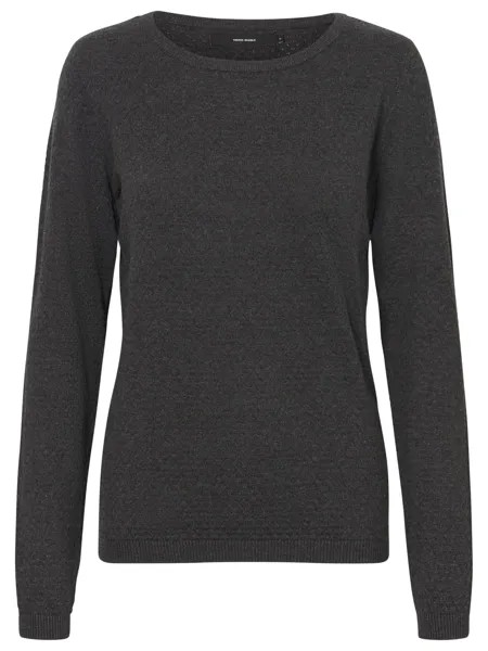 Свитер Vero Moda Feinstrick Struktur Rundhals Longsleeve VMCARE, темно-серый