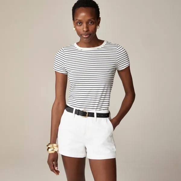 Футболка облегающего кроя из хлопка пима в полоску J.Crew, белый