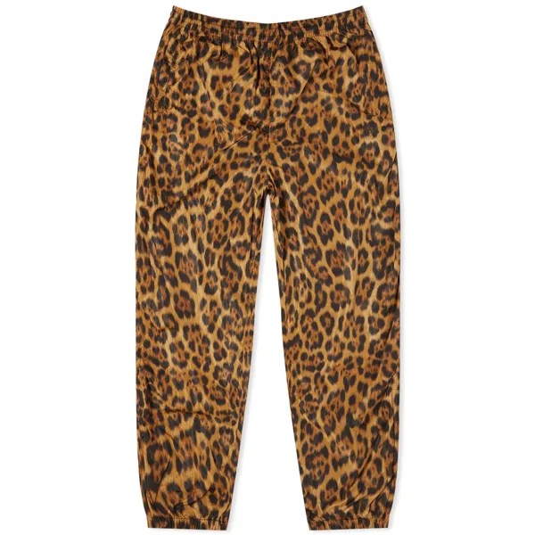 Спортивные брюки Alexander Wang Leopard With Stacked Puff Logo, бежевый/черный/коричневый