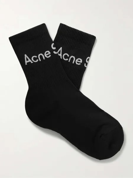 Носки с жаккардовым логотипом и хлопком ACNE STUDIOS, черный