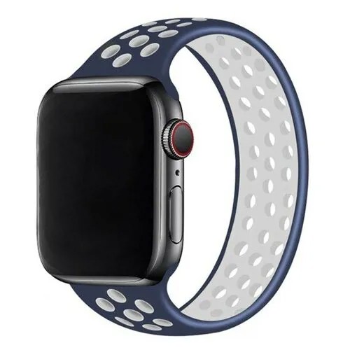 Ремешок-браслет силиконовый перфорированный NK для Apple Watch 42/44/45мм (2), темно-синий+белый, M(146мм)