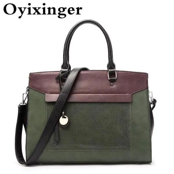 Женский кожаный портфель OYIXINGER, деловая сумка через плечо для ноутбука 13 дюймов MacBook Hp Acer Dell, модная женская сумка с верхней ручкой