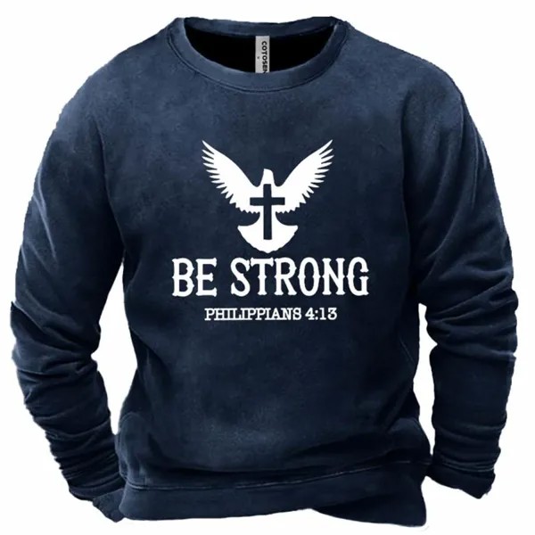 Мужская толстовка с принтом Be Strong Cross