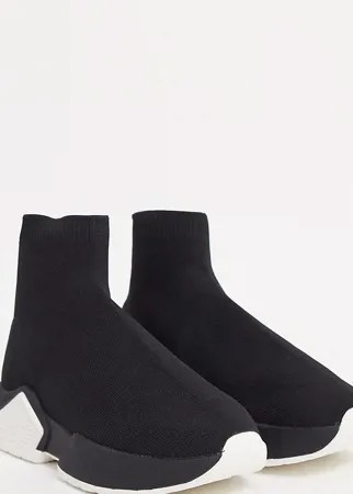 Черные кроссовки с верхней частью в форме носка для широкой стопы ASOS DESIGN Wide Fit Della-Черный