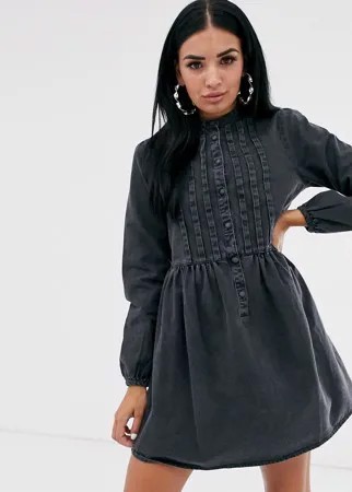 Свободное джинсовое платье-рубашка ASOS DESIGN-Черный