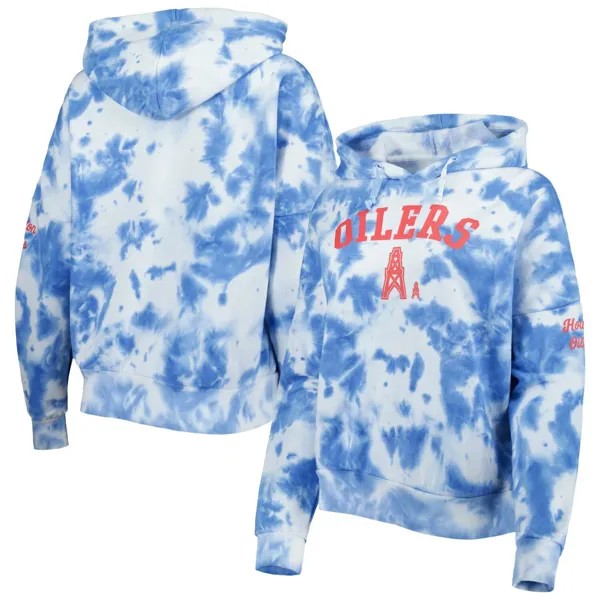 Женский темно-синий флисовый пуловер с капюшоном New Era Houston Oilers Gridiron Classics Cloud Dye New Era