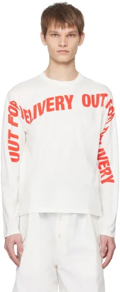 Белая футболка с длинным рукавом с надписью Out For Delivery Henrik Vibskov