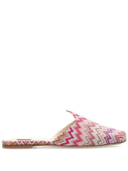 Мюли на плоской подошве с зигзагообразным узором Missoni, розовый