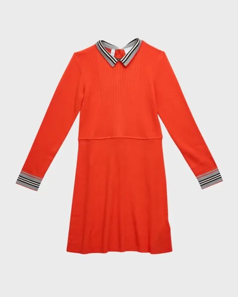 Вязаное платье-свитер Annalisa для девочек, размер 3–14 Burberry, цвет Scarlet Orange