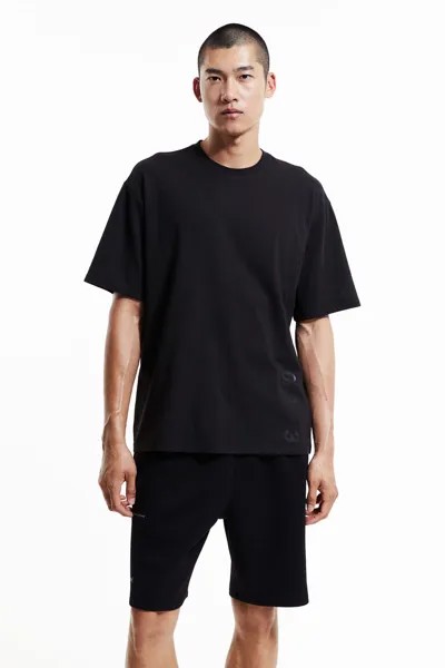 Спортивная футболка свободного кроя drymove из хлопка H&M, черный