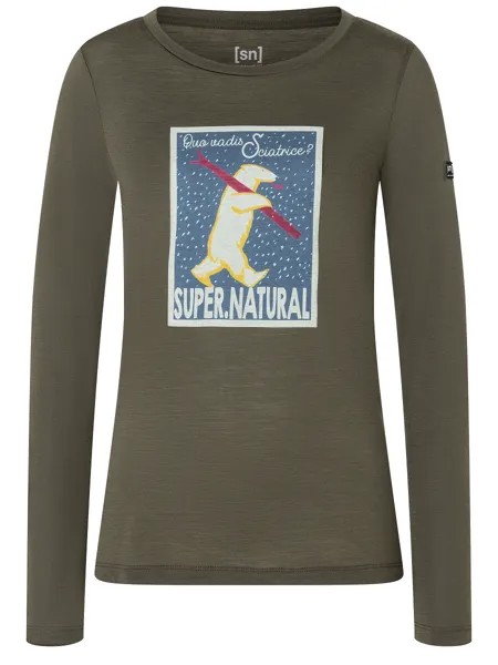 Лонгслив super.natural Merino, зеленый