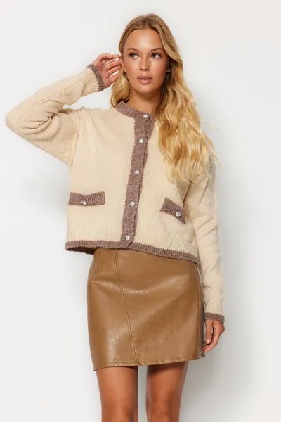 Кардиган вязаный нитью Trendyol Stone Boucle с эффектом жакета