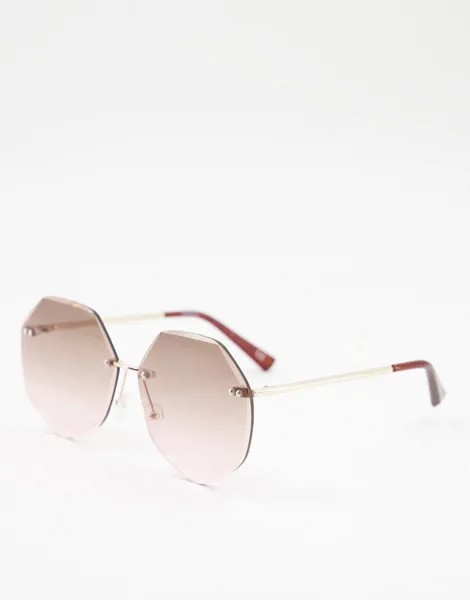 Солнцезащитные oversize-очки без оправы в стиле 70-х с розовыми затемненными стеклами ASOS DESIGN-Золотистый