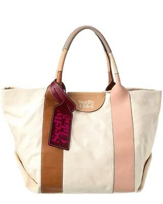 Женская сумка-тоут See By Chloé Laetizia, коричневая из ткани и кожи