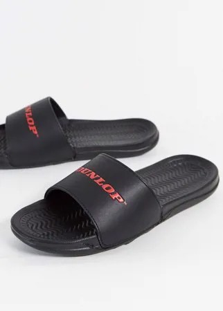 Черные шлепанцы с логотипом Dunlop-Черный