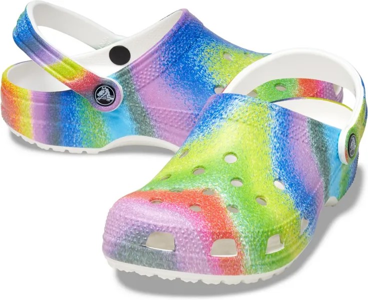 Сабо Crocs Classic Tie-Dye Graphic Clog, цвет White/Multi Spray Dye