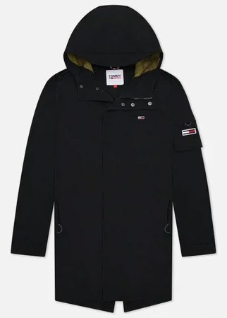 Мужская куртка парка Tommy Jeans Flag Patch Hooded, цвет чёрный, размер L