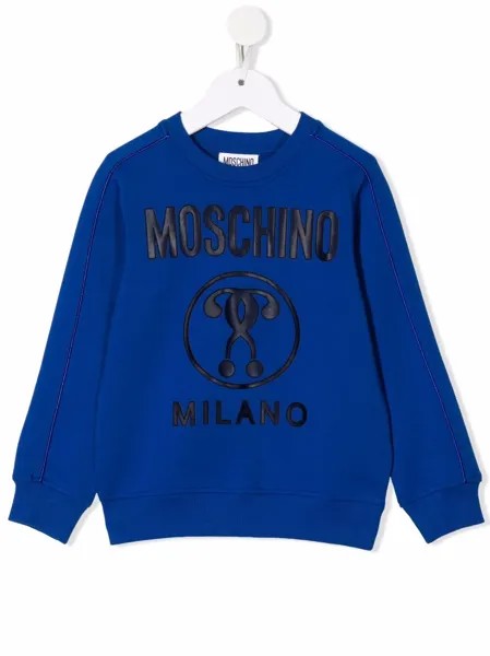 Moschino Kids Double question mark-print fleece sweatshirt