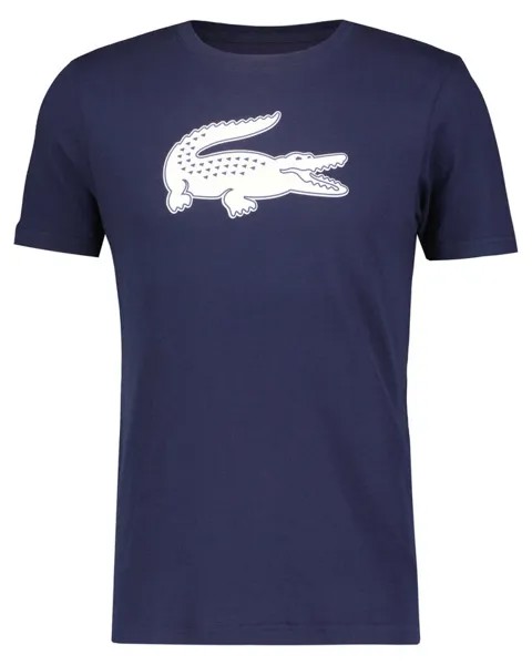Теннисная рубашка с большим крокодиловым принтом Lacoste Sport, синий