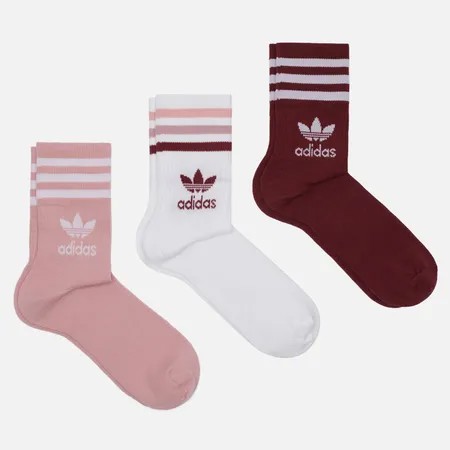 Комплект носков adidas Originals 3-Pack Mid-Cut Crew, цвет комбинированный, размер 37-39 EU