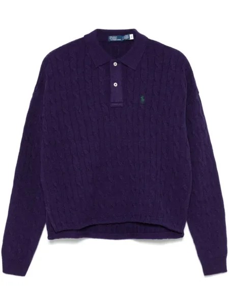 Polo Ralph Lauren свитер фактурной вязки с воротником поло, фиолетовый