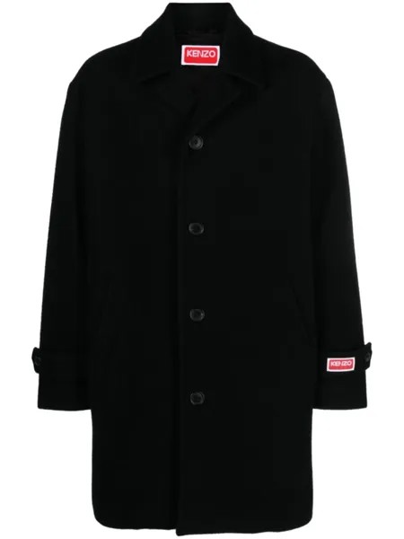 Kenzo notched-collar single-breasted coat, черный