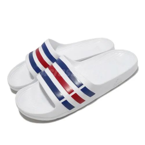 Adidas Duramo Slide Белый Синий Красный Мужчины Унисекс Спортивные сандалии Тапочки U43664