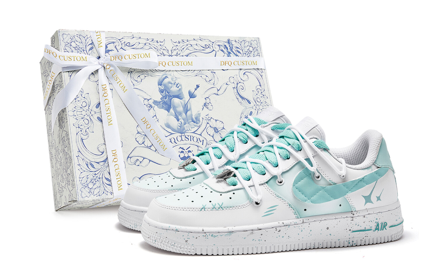 Кроссовки Nike Air Force 1 Skateboarding Shoes Women's Low-top White/green, зеленый